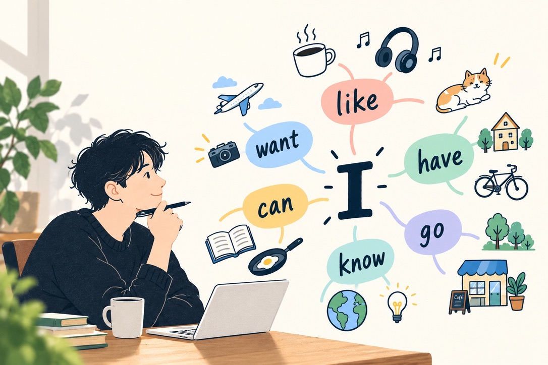 基本的な英語表現をイラストで説明した公式シリーズの画像